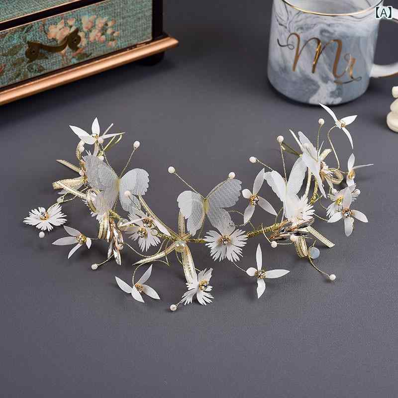 Unisex Casual Wear - 花冠 ヘアアクセサリー 白 花びら 韓国風 爽やか 甘美 森ガール フェアリー ブライズメイド ウェディング パーティー 春 布製 かわいい 髪飾り