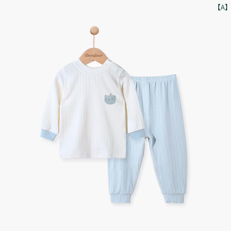 ふんわり暮らし鞄店の肌着 ベビー キッズ 男の子 女の子 男女兼用 幼児 綿 コットン 吸湿速乾 柔らかい肌触り 丸首 クルーネック ルームウェア 部屋着 パジャマ 寝巻き 無地 キャラクター柄 かわいい 春秋冬｜アングル2