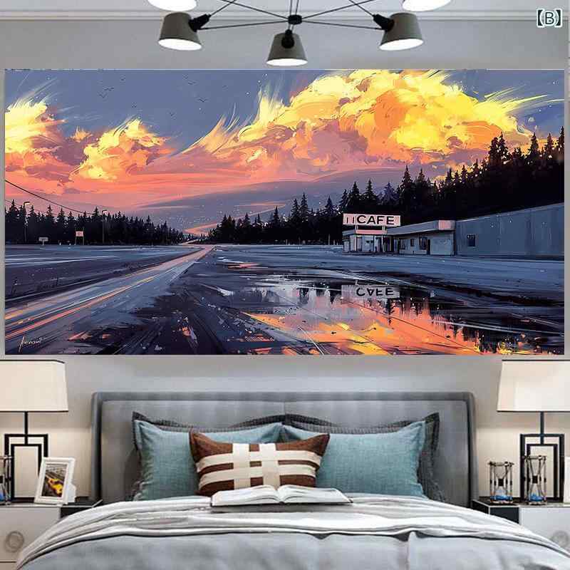 タペストリー 夕焼け風景 インスタ映え 背景布 賃貸部屋 模様替え ウォールアート 寝室 ベッドサイド装飾 ライブ配信 リモートワーク 会議用 おしゃれ インテリア ポリエステル製 長方形 [3]
