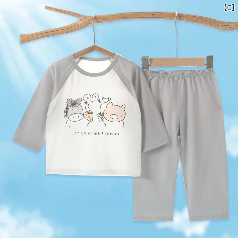 パジャマ ルームウェア ベビー キッズ 男女兼用 赤ちゃん 子供服 春夏 モダール キ...