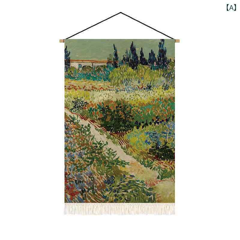 タペストリー ゴッホ 風景 油絵 壁掛け 玄関 リビング 背景布 ウォールデコレーション 高級感 シンプルモダン 綿 コットン おしゃれ 目隠し [2]