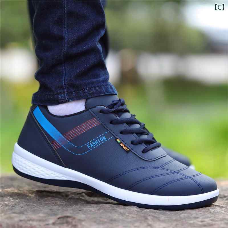 Zapatillas Hombre Otoño Invierno Cuero sintético Impermeable Olor Impermeable Transpirable Ligero Antideslizante Desgaste Resistente Casual Viaje Diario Suela De Caucho Forro De Malla Puntera Redonda Color Mixto Blanco Negro Azul — vista 3