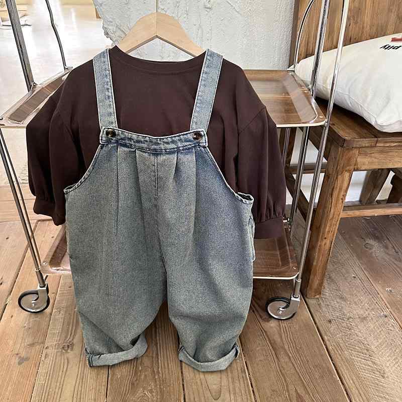 ・カテゴリ: キッズパンツ・スタイル: 韓国風・主な素材: 綿 85%・パンツ丈: 長ズボン・対象性別: 男女兼用・対象年齢: 中小の子供（3〜8歳、身長100〜140cm）・スタイル仕様: サロペット・オーバーオール・加工: 起毛・柄: 無地・ウエスト: ミドルウエスト・パンツ前開き: ボタン・カラー展開: ブルー・サイズ展開: 90cm、100cm、110cm、120cm、130cm、140cm