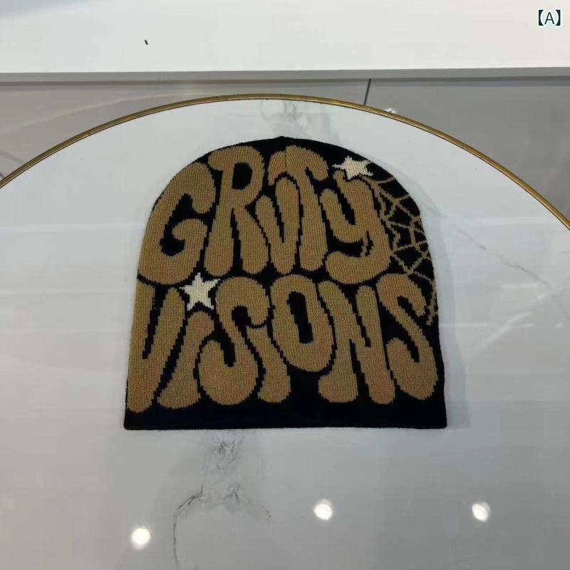 ニット帽 メンズ レディース アルファベット 刺繍 ジャカード織り デザイン 丸頂 無縁 ビーニー スタイル 冬 保温 防風 アクリル 素材 カジュアル 普段使い スポーツ ストリート ファッション シンプル シック オフィス 黒 カーキ 白