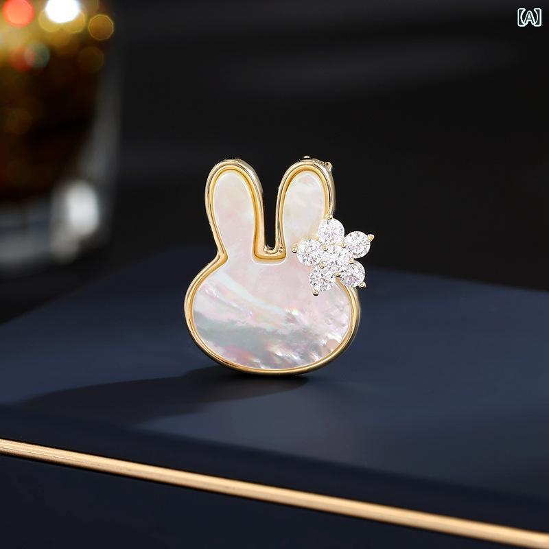Other - ブローチ レディース かわいい うさぎ 動物モチーフ 天然 貝殻 銅製 装飾 多機能 固定 服用 ピンク 白 夏 ナチュラル 甘美 アクセサリー