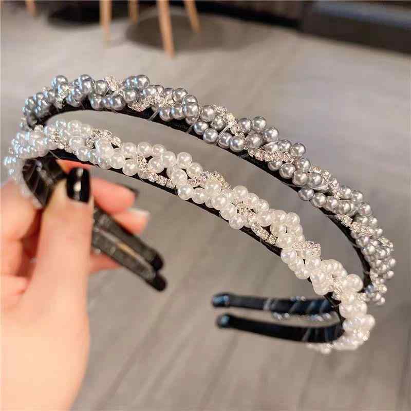 カチューシャ レディース ヘアアクセサリー 髪飾り フェイクパール ラインストーン...
