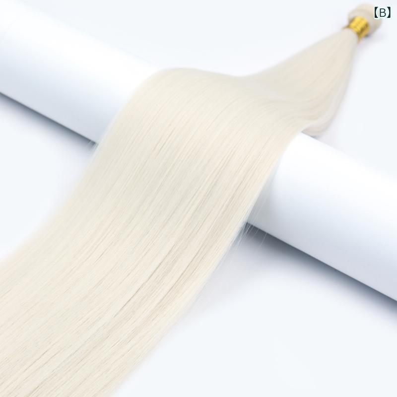 ふんわり暮らし鞄店のクリップイン ヘアエクステンション メンズ レディース ストレートヘア ロング ナチュラル 耐熱合成繊維 バング ポニーテール 簡単装着 ブラック ダークブラウン ライトブロンド 髪アレンジ｜アングル3