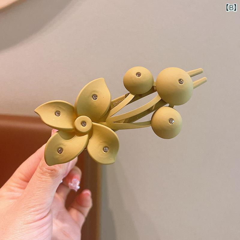 ヘアクリップ レディース ダックビル バークリップ フラワー ラインストーン マット加工 花弁 紫 紺 ピンク かわいい ヘアアレンジ アップスタイル 日常使い おしゃれ soarsole-10264992 ふんわり暮らし鞄店 サンプル画像3