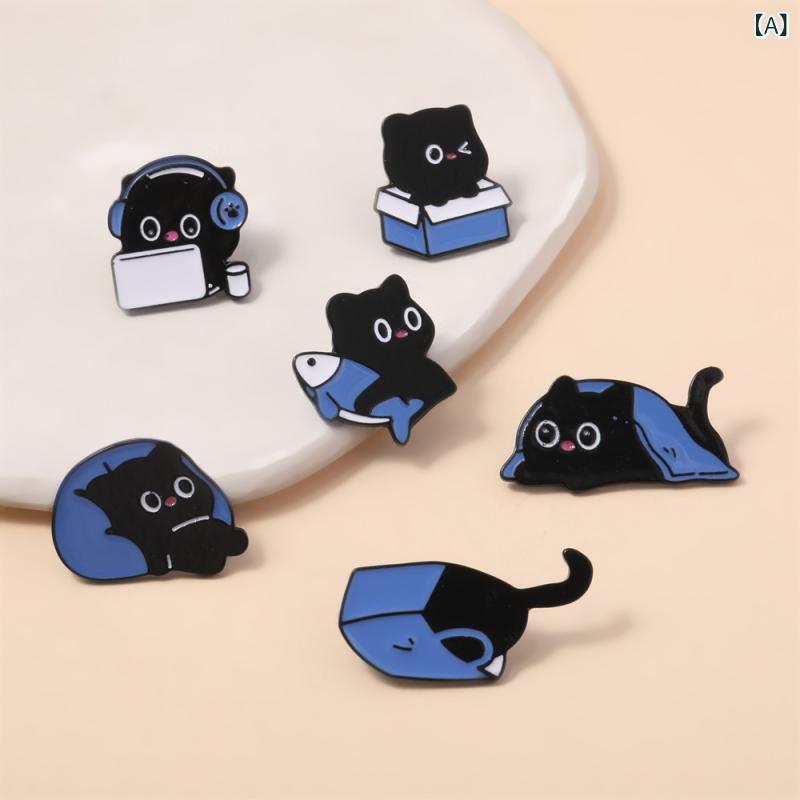 ブローチ メンズ レディース かわいい 猫 モチーフ 動物 デザイン 6点セット エナ...