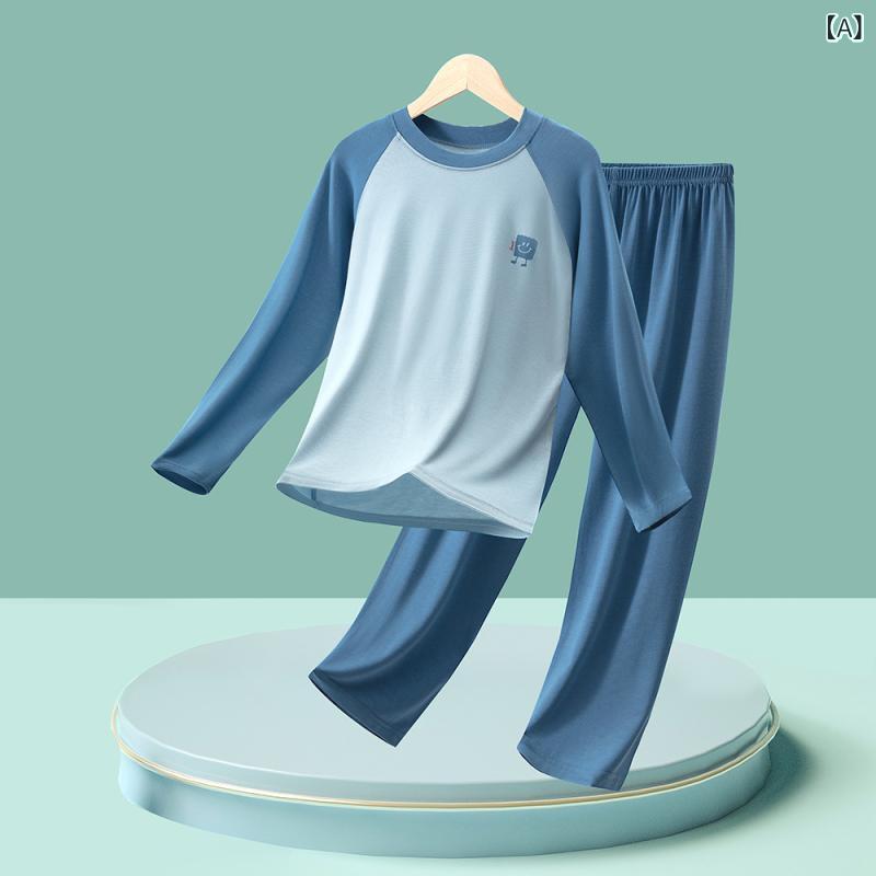 Niños Equipo de habitación Bebé Junior Niño Niña Modal León Pijamá Manos delgadas Pantalones largos Casuales Vestidos de habitación Normales Ventilador Seco Suave Tactilidad Primavera-Verano Otoño-Inverno — vista 2