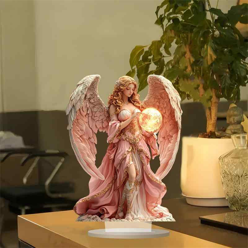 置物 天使 エンジェル ボヘミアン風 エスニック 魔法球 マジックボール アクリル製 精巧 上質 卓上 書斎 リビングルーム インテリア オブジェ 飾り 装飾品 透明感 神秘的