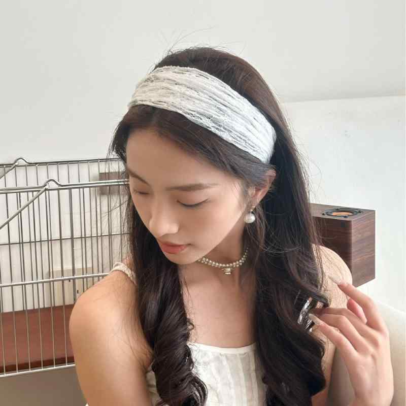 ヘアバンド レディース レース 夏 透け感 高級感 かわいい 爽やか 洗顔 高頭頂 チ...