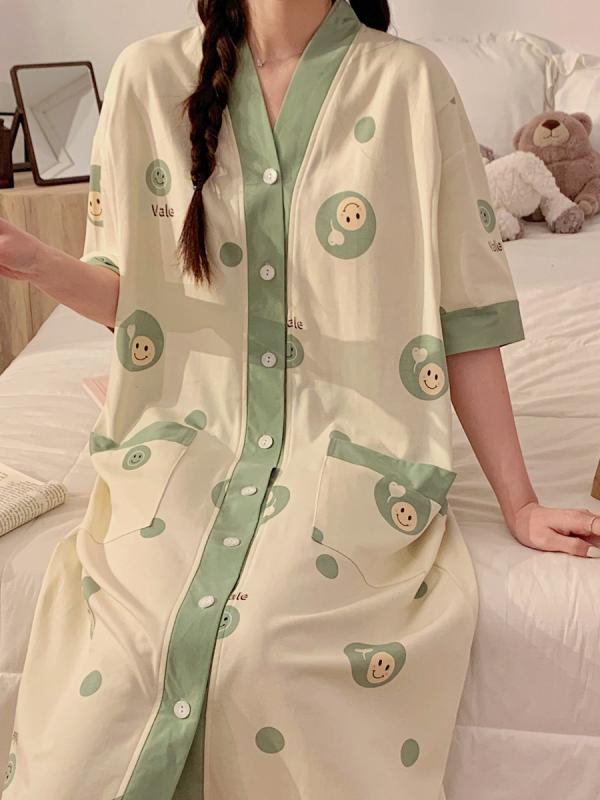 授乳ワンピース レディース 夏 綿混 五分袖 産後 マタニティ 妊婦服 外出 ロング丈 カートゥーン柄 日韓カジュアル かわいい プリント柄 ポリエステル 普段使い おしゃれ