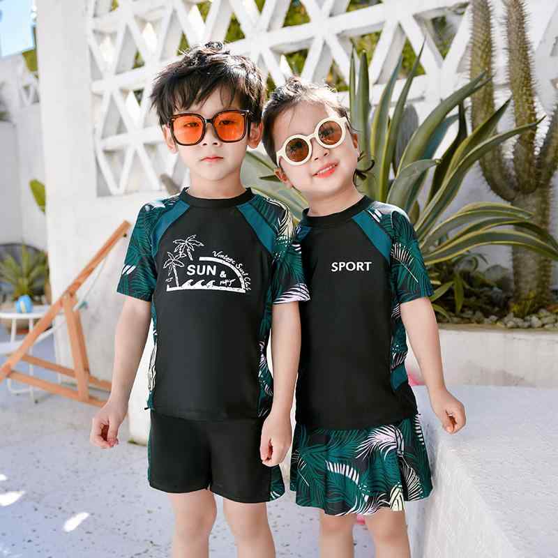 水着 男の子 女の子 分離式 セパレート ビキニ 半袖 セット 子供 ベビー キッズ ジュニア ナイロン ポリエステル 裏地 韓国風 スイムス..