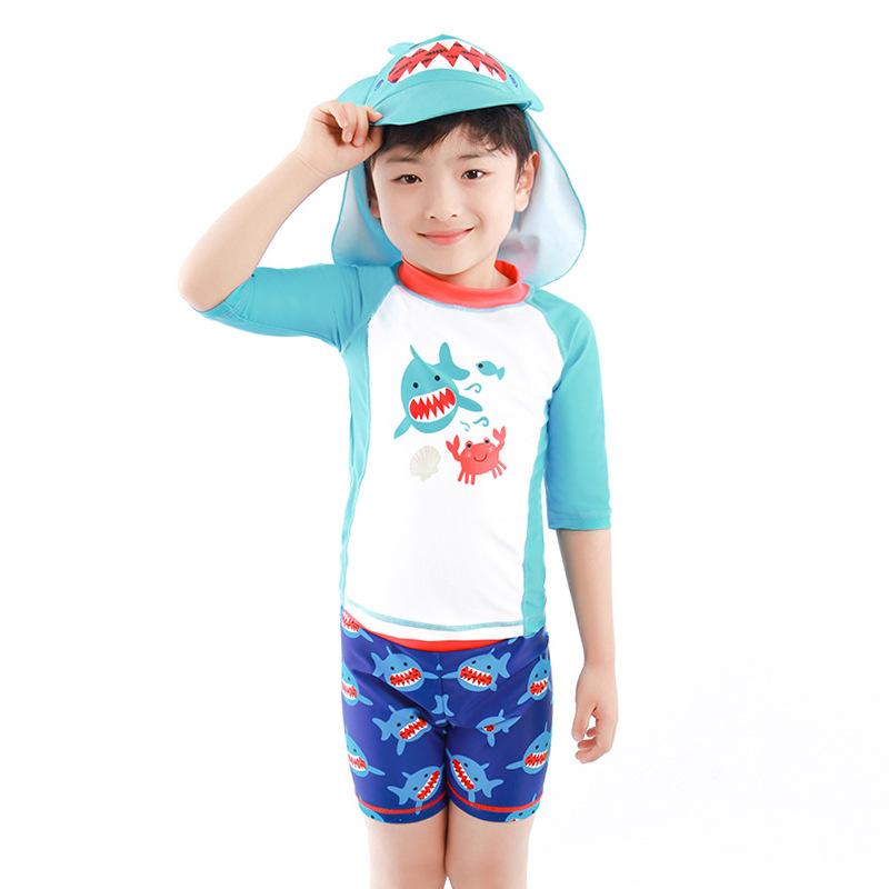 Swimwear - 水着 男の子 キッズ 開襟 スイミング トレーニング 親子お揃い 韓国風 カートゥーン柄 伸縮性 ポリエステル 裏地 フィットネス スポーツ 水遊び