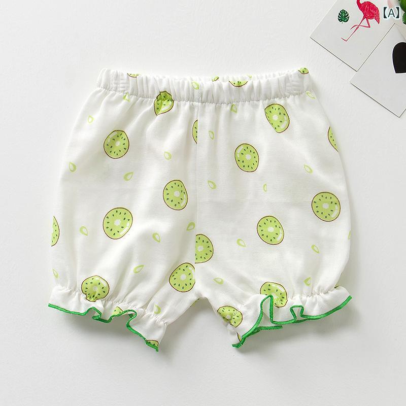 灯籠パンツ 男の子 女の子 夏 ガーゼ コットン 薄手 ベビー 韓国風 普段使い Aクラス安全 ゴムウエスト 中腰 動物柄 フルーツ柄 キャラクター柄 かわいい 外出着