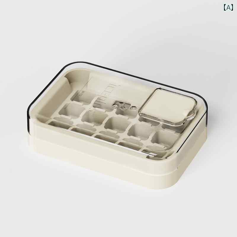 シリコン製氷トレイ プッシュ式 蓋付き 食品 脱模簡単 家庭 キッチン アイスブロック クリームホワイト ミントグリーン レモンイエロー