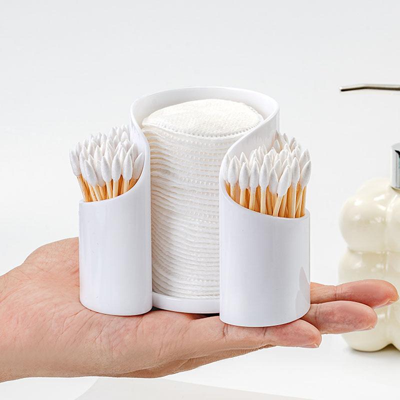 卓上 収納ボックス メイクコットン コットン棒 紙コップ 爪楊枝 デンタルフロス プラスチック 化粧台 リビング 寝室 書斎 白 透明 黒 シンプル 無蓋 小型