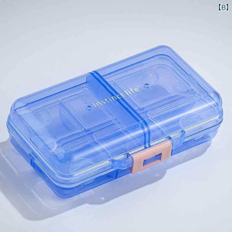 薬箱 ピルケース 薬収納ボックス 携帯 コンパクト プラスチック 小型 グレー 孔雀緑 ブルー アクセサリーケース ピアスケース 旅行 普段使い 家庭 シンプル 無地 [3]