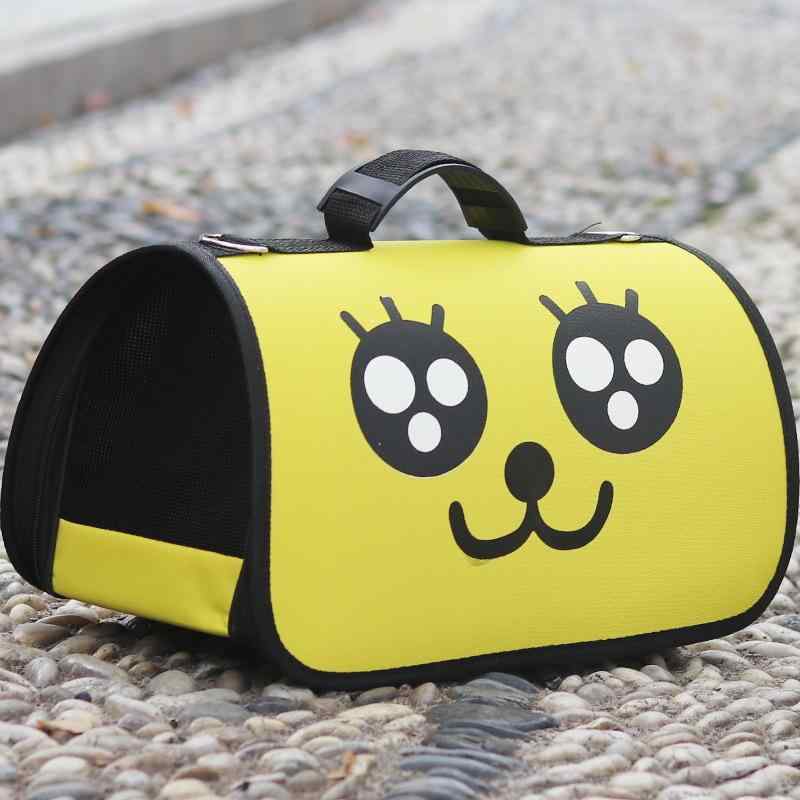ペット バックパック 猫 折りたたみ 斜めがけ 手提げ キャンバス キャラ柄 通気性 イエロー ピンク ブルー 軽量 コンパクト お出かけ