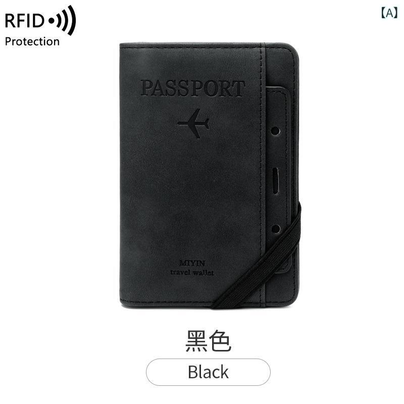 パスポートケース メンズ レディース 二つ折り RFIDブロック 多機能 ワクチンカー...