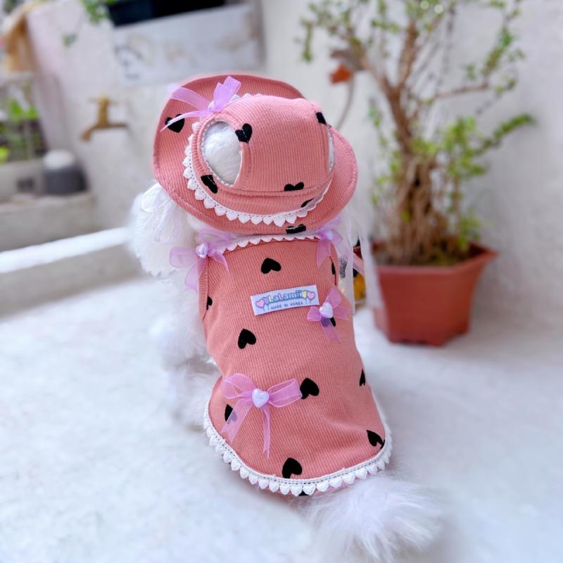 ドッグウェア 小型犬用 インスタ風 プリンセス風 かわいい おしゃれ 春夏 ビションフリーゼ トイプードル タンクトップ ノースリーブ Tシャツ アイボリー ピンク系