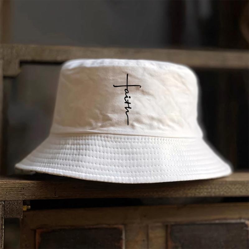 バケットハット メンズ レディース 十字架 プリント 刺繍 平頂 広縁 ワイドブリム 綿 UVカット 通気性 防風 遮光 日よけ 黒 白 春夏秋 フリーサイズ アウトドア スポーツ