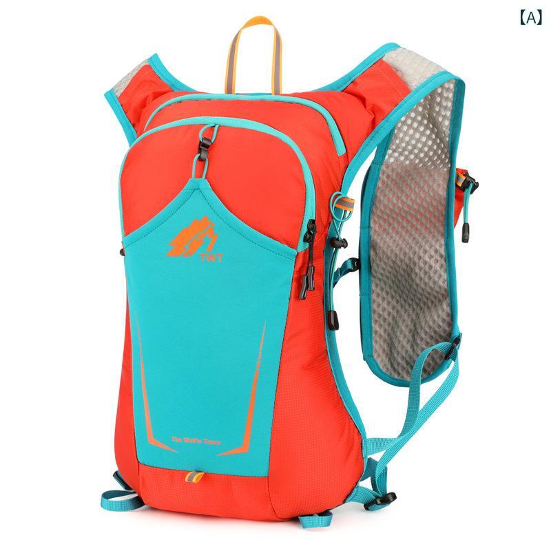 バックパック アウトドア トレイルランニング マラソン ハイキング トレッキング 登山 サイクリング マウンテンバイク 水袋 小型 ナイロン オレンジ 湖ブルー 黒