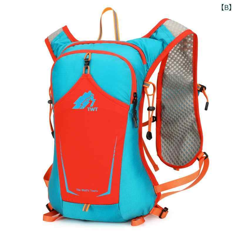 バックパック アウトドア トレイルランニング マラソン ハイキング トレッキング 登山 サイクリング マウンテンバイク 水袋 小型 ナイロン オレンジ 湖ブルー 黒 2