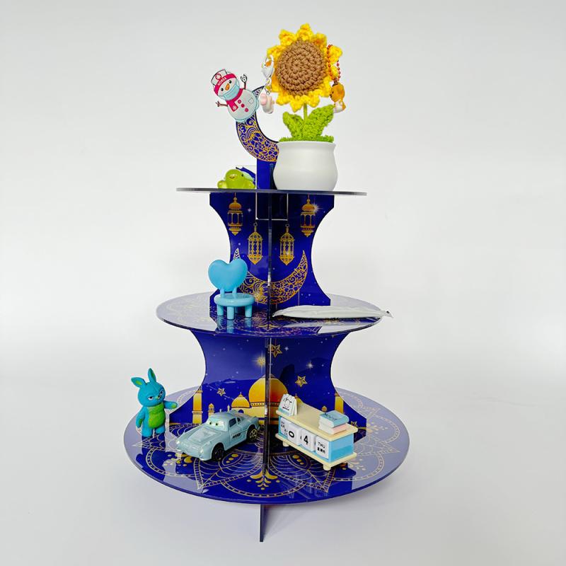 ケーキスタンド アクリル DIY 組み立て式 手作り イスラム祭り イード ムスリム イベント デスクトップ装飾 パーティー 誕生日 記念日 アメリカンカントリースタイル プリント加工 クリア ケーキ台 デコレーション オブジェ