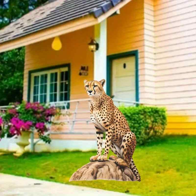 ガーデンピック チーター 草原 アニマル アクリル 動物モチーフ 屋外 庭用 芝生飾...