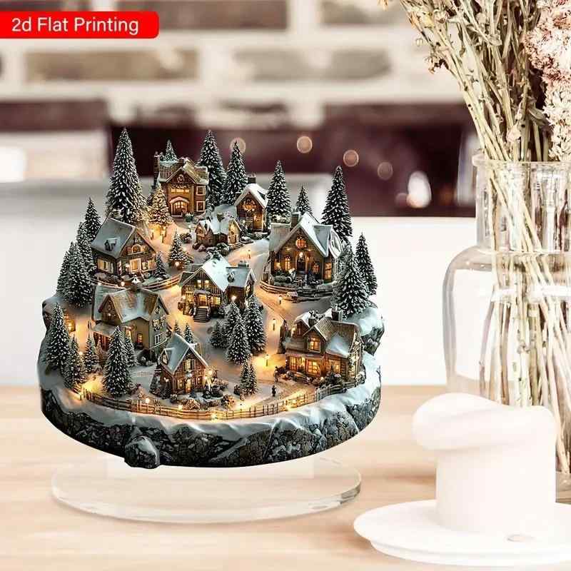 置物 クリスマス 村の家 ハウス アクリル デコレーション リビングルーム 寝室 窓辺 オーナメント 飾り おしゃれ インテリア 雑貨 ディスプレイ ミニチュアオブジェ