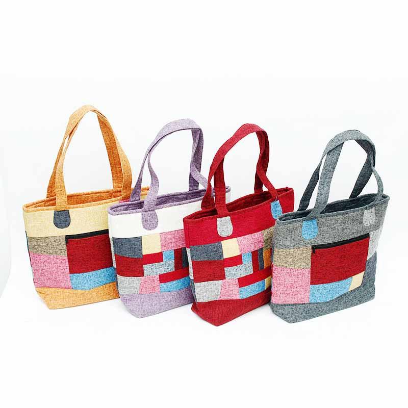 Other - ジュエリーポーチ 麻 刺繍 蝶柄 エスニック 竹節柄 ガーゼ 切り替え 折りたたみ 軽量 斜めがけ 束口 韓国風 ショッピング 普段使い おしゃれ