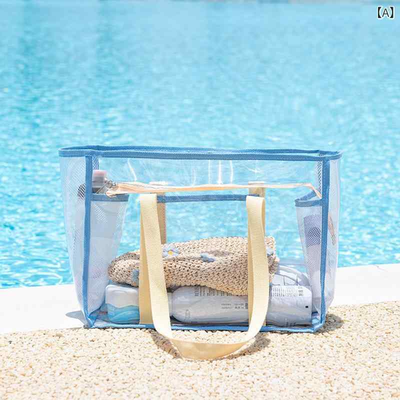 ビーチバッグ メンズ レディース ウェット 防水 透明 大容量 PVC 日系 プール 水着 アウトドア 旅行 サマー 携帯 洗面 トイレタリー シャワー 化粧 イエロー グリーン ブルー soarsole-10308450 ふんわり暮らし鞄店 パッケージ画像