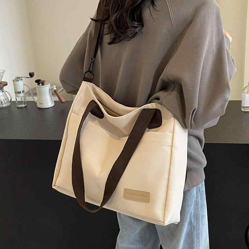 Other - トートバッグ メンズ レディース 大容量 防水 オックスフォード布 ショルダーバッグ ハンドバッグ 通勤 普段使い 学生 カジュアル ベージュ 黒 カーキ 横長 ステッチ ソフト ジッパー 内ポケット