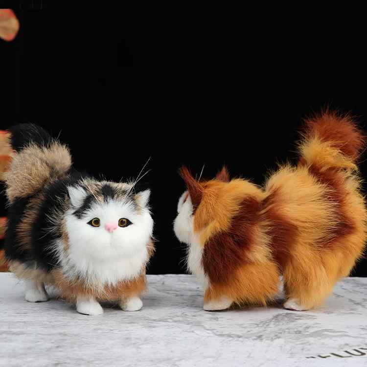 動物置物リアル猫フェイクファーラビ...