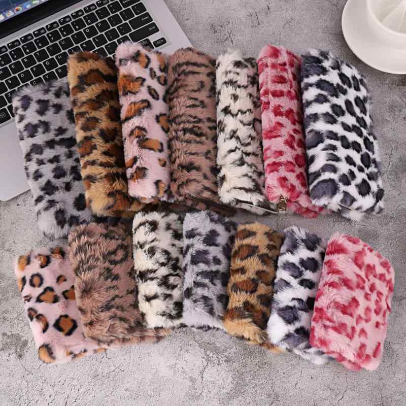 コインケース メンズ レディース ヒョウ柄 モコモコ ファー 二つ折り PU レトロ シ...