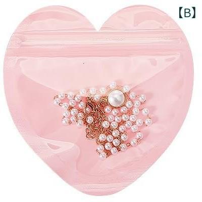 アクセサリーポーチ ハート型 PVC 自封袋 ピンク かわいい ソフト カジュアル 無地...