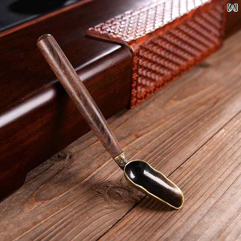 ふんわり暮らし鞄店の茶道具 黒檀 花梨 木製 合金 茶匙 茶杓 茶則 茶葉スクープ ティー スプーン 和モダン 茶器 茶道用品 来客用 普段使い 茶文化 高級感のある｜アングル2