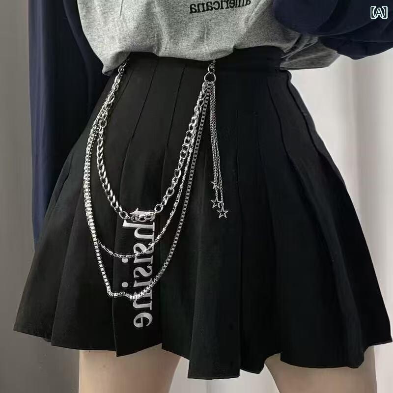 ふんわり暮らし鞄店のパンツチェーン レディース 五角星 タッセル フリンジ 合金 電気メッキ加工 星モチーフ 宇宙柄 欧米風 ヒップホップ クール 個性 通勤 ファッションアクセサリー｜アングル2