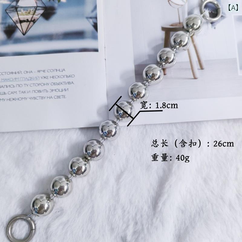 ふんわり暮らし鞄店のパール チェーン ストラップ バッグ 肩紐 スマホ ハンド 斜めがけ DIY アクセサリー ハート型 シルバー 樹脂 耐摩耗 レトロ 欧米風 無地 シンプル おしゃれ 普段使い｜アングル2