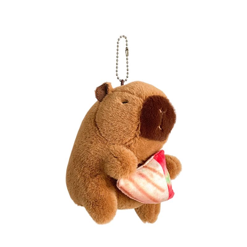 ぬいぐるみ 子供 かわいい カピバラ パンケーキ 巻きパン 春巻き 野菜巻き ふわふわ キーホルダー バッグチャーム キーチェーン アクセ..