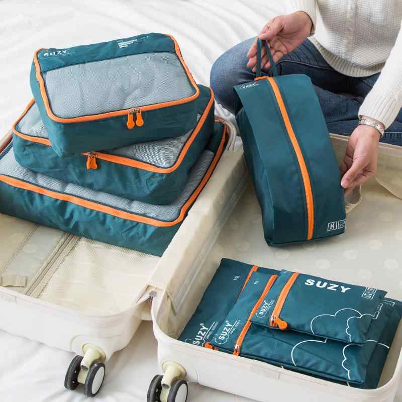 旅行収納袋 シンプル 仕分けポーチ 衣類 インナー シューズ コスメ トイレタリー 生理用品 雑貨 多用途 高級感 グレー アーミーグリーン 紺