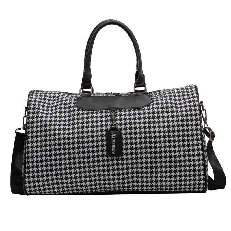 Carry Cases - トートバッグ メンズ レディース 千鳥格子柄 大容量 軽量 オックスフォード布 防水 黒 旅行 機内持ち込み ジムバッグ マタニティ 収納 フィットネス 普段使い カジュアル シティ シンプル