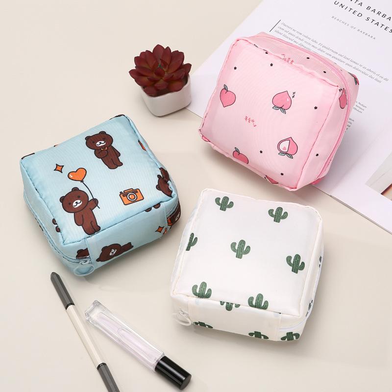 ナプキン 収納ポーチ 女の子 かわいい カートゥーン キューブ型 ポリエステル 多用...