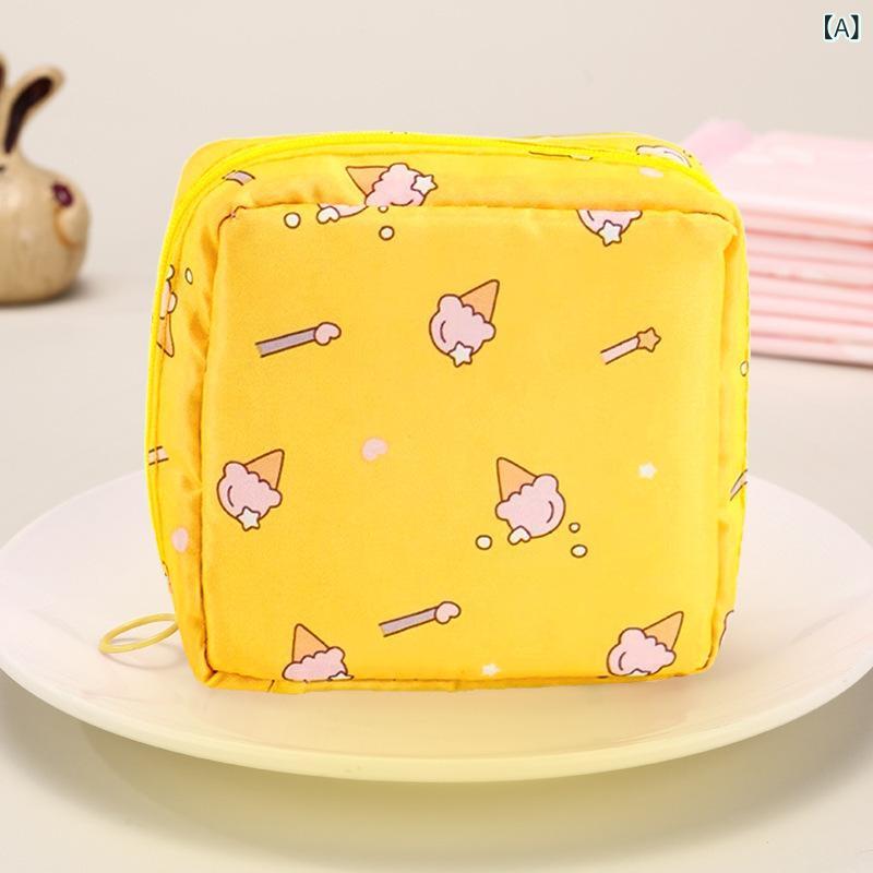 ナプキン 収納ポーチ 女の子 かわいい カートゥーン キューブ型 ポリエステル 多用...