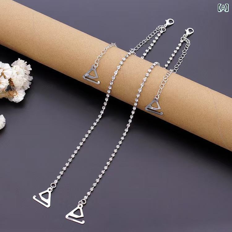Strap - 肩ストラップ レディース ブラジャー インナー 金属 滑り止め 着脱式 水晶 シングル 銀 金 黒 高級感 普段使い ファッション ウェディング ドレス