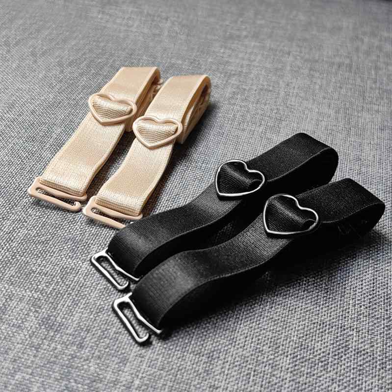ブラジャー ストラップ レディース ハート型 ロング かわいい ナイロン 無地 シンプル インナー 肩紐 アクセサリー おしゃれ 普段使い 黒 肌色 白