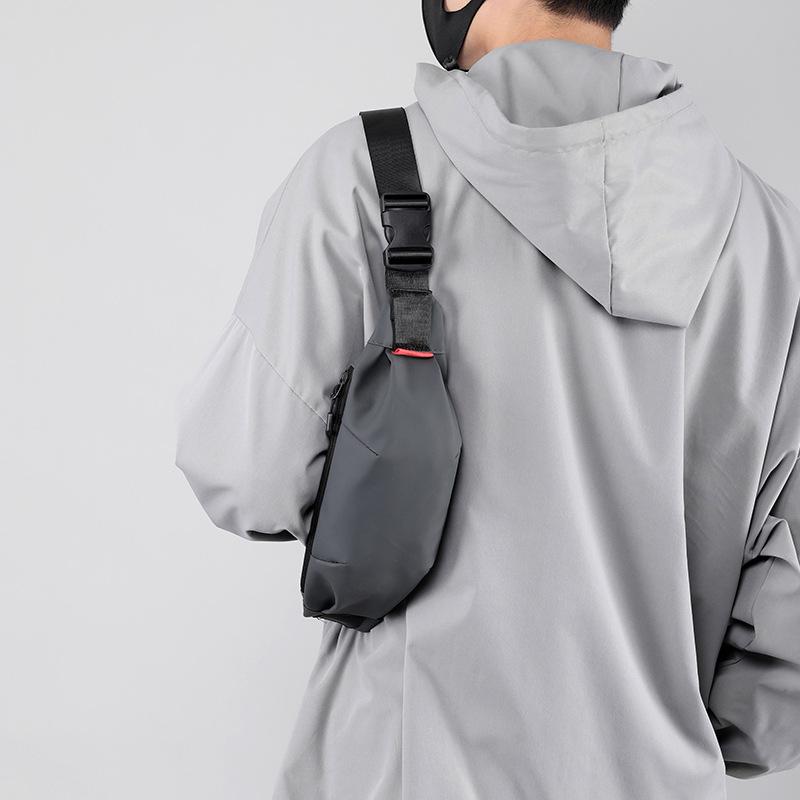 チェストバッグ メンズ 防水 ナイロン 薄型 アウトドア スポーツ ショルダーバッグ ウェストバッグ 斜めがけ カジュアル シンプル 黒 グレー ネイビー(4.0)