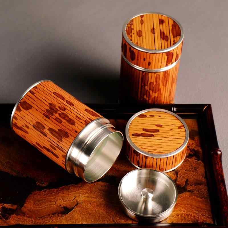 茶葉缶 竹筒型 竹製 錫製 純錫 レト�